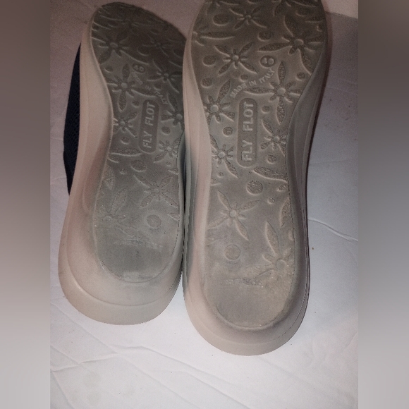 Fly Flot Navy Blue Mesh Fabric Slide Wedge Anatomic Sandal - Women's 9 - Picture 9 of 9